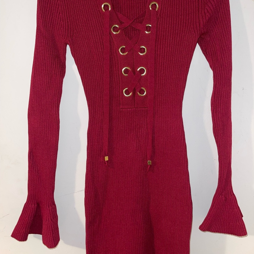 MICHAEL Michael Kors Lace-Up Rib-Knit Dress